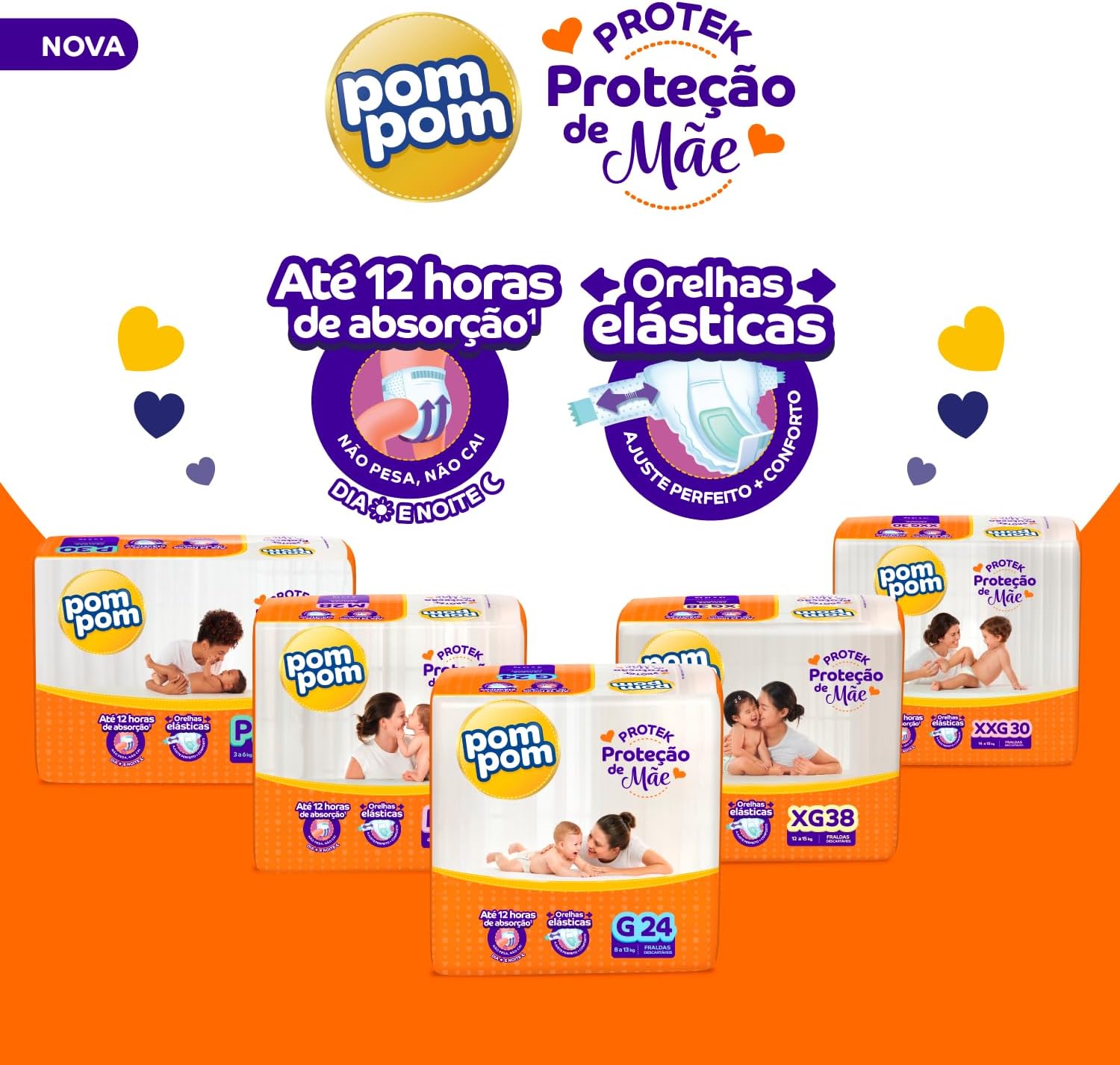 Fralda Pom Pom Protek Proteção de Mãe Hiper M 86 Unidades - Imagem 7