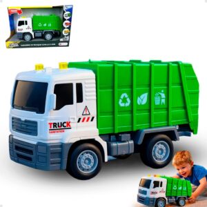 Caminhão Coleta Lixo Com Som Luz Brinquedo Carrinho Fricção