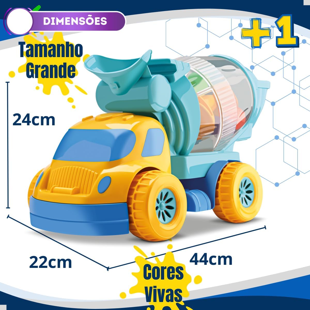 Caminhão Brinquedo Betoneira Educativo Gira Bolinhas Bebês Crianças - Imagem 2