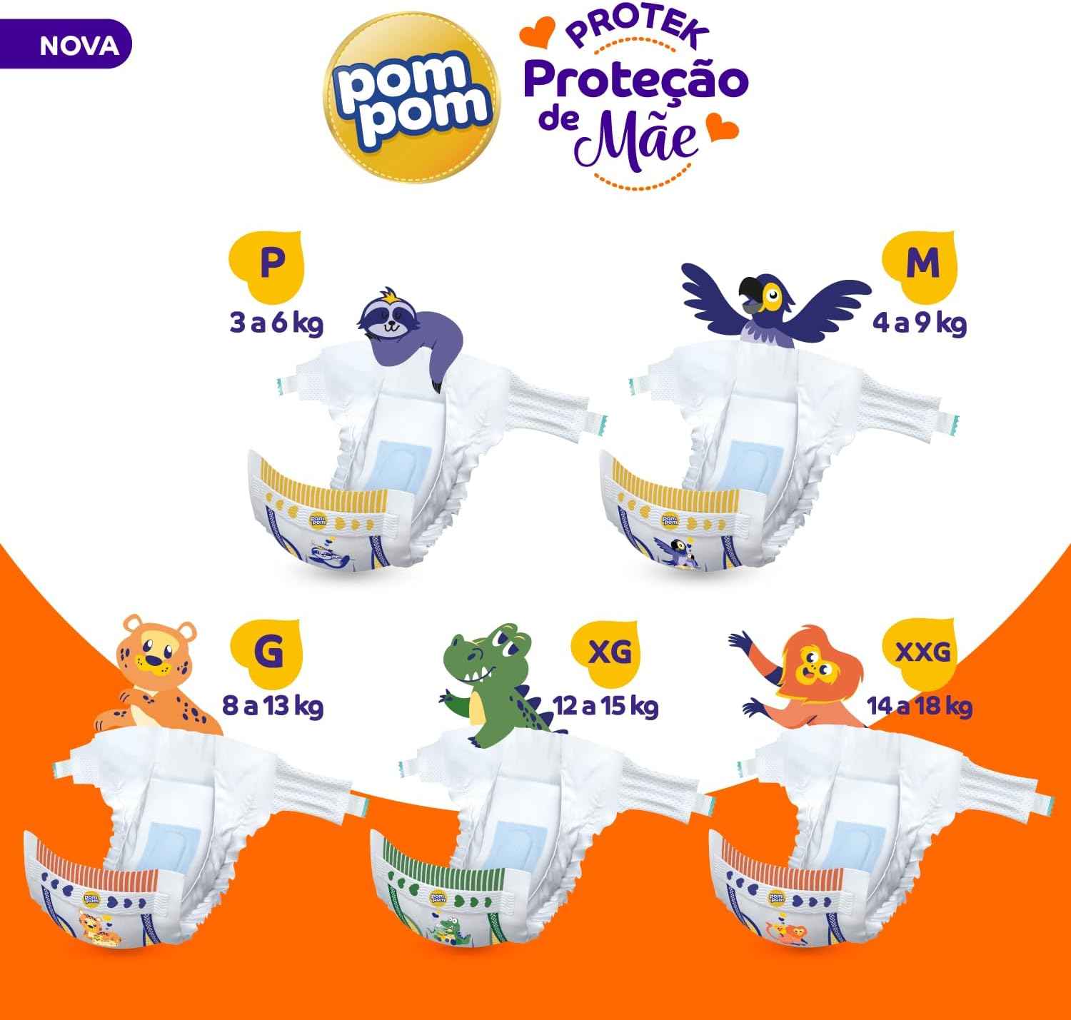 Fralda Pom Pom Protek Proteção de Mãe Hiper M 86 Unidades - Imagem 5