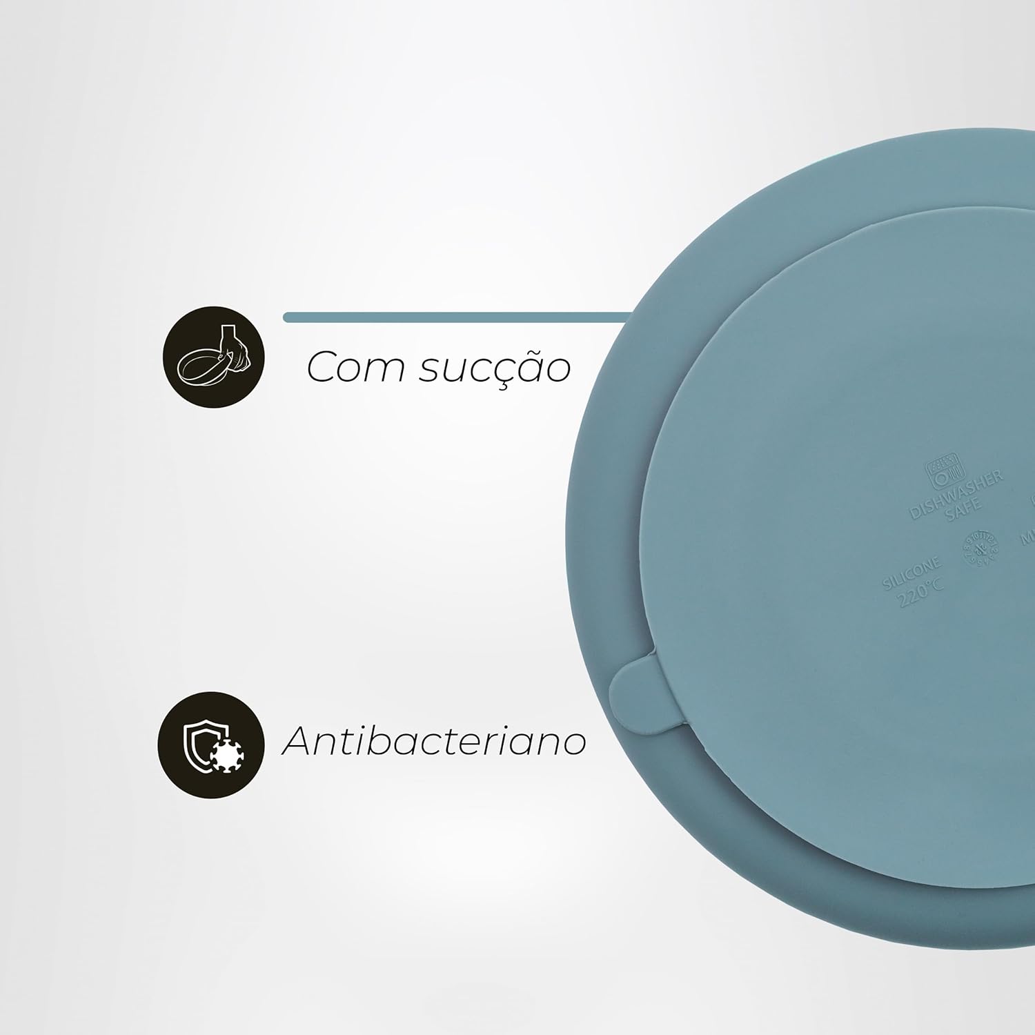 Freso Baby Prato Alimentação Bebê Introdução Alimentar Blw Bliss Silicone Atóxico Livre De Bpa Antibacteriano Com Ventosa E Divisória Cor Cinza - Imagem 4