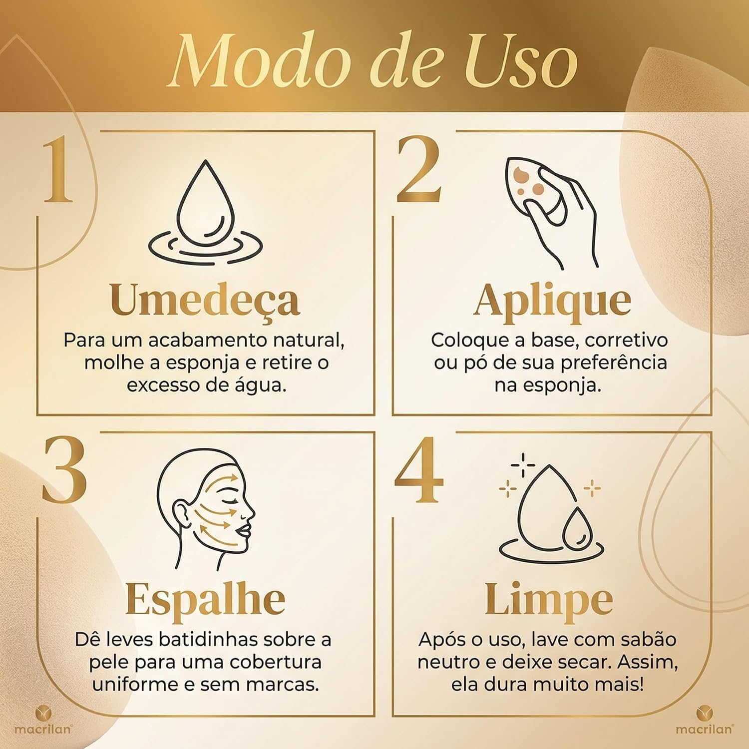 EP10 Esponja gota chanfrada para maquiagem Macrilan - Imagem 5