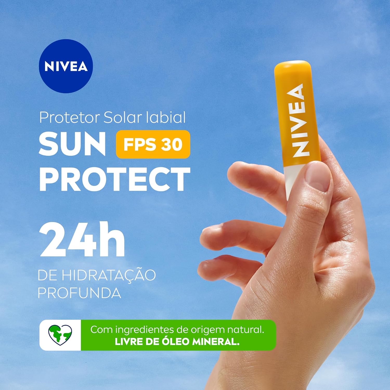 NIVEA Hidratante Labial Sun Protect FPS 30 4,8g, Hidratação Intensa 24h, Proteção Solar, Cuidado Diário, Manteiga de Karité - Imagem 2