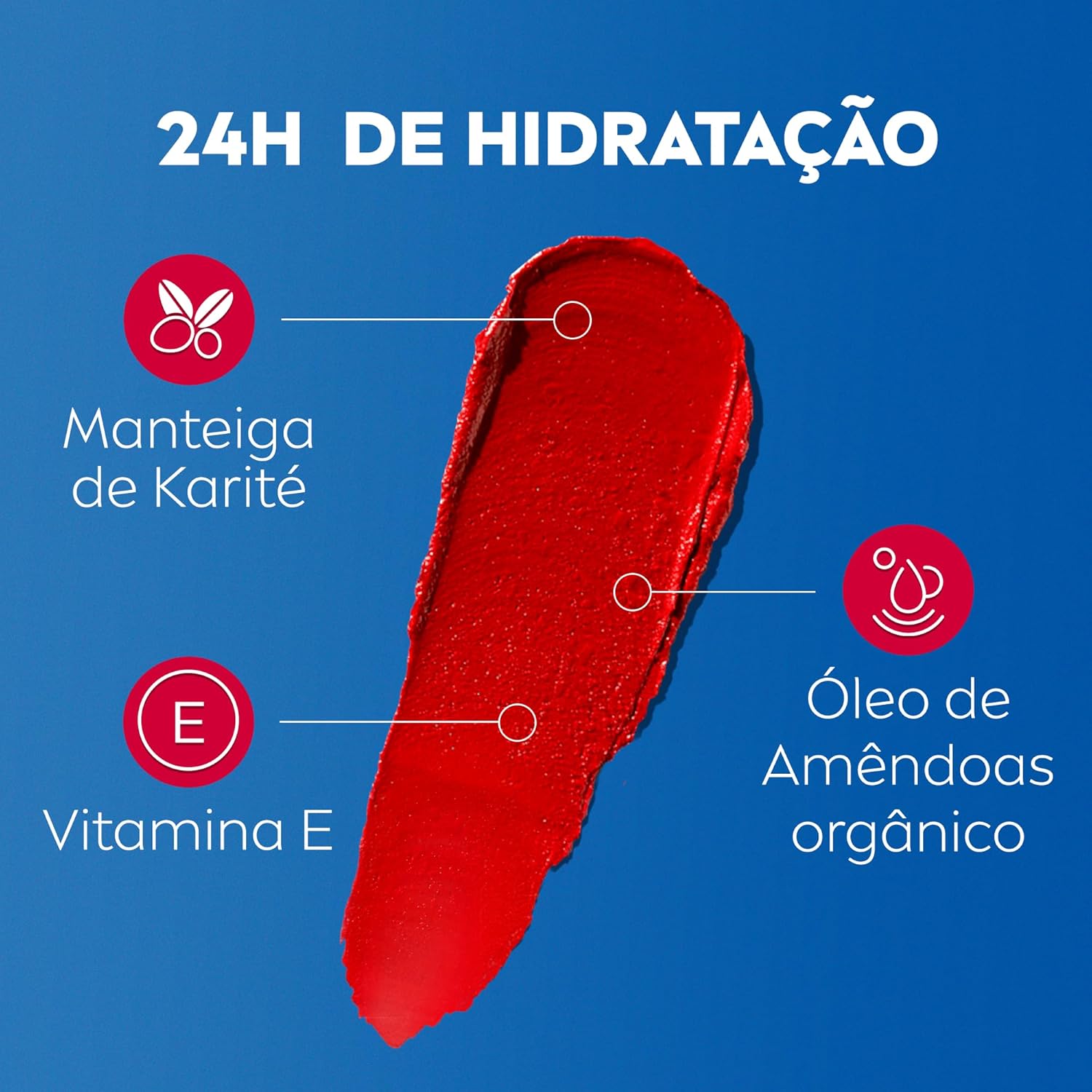 NIVEA Hidratante Labial Hidra Color 2 em 1 Vermelho 4,8g - Combina cor intensa e hidratação enriquecida com Manteiga de Karité, Óleo de Amêndoas orgânico e Vitamina E - Imagem 5
