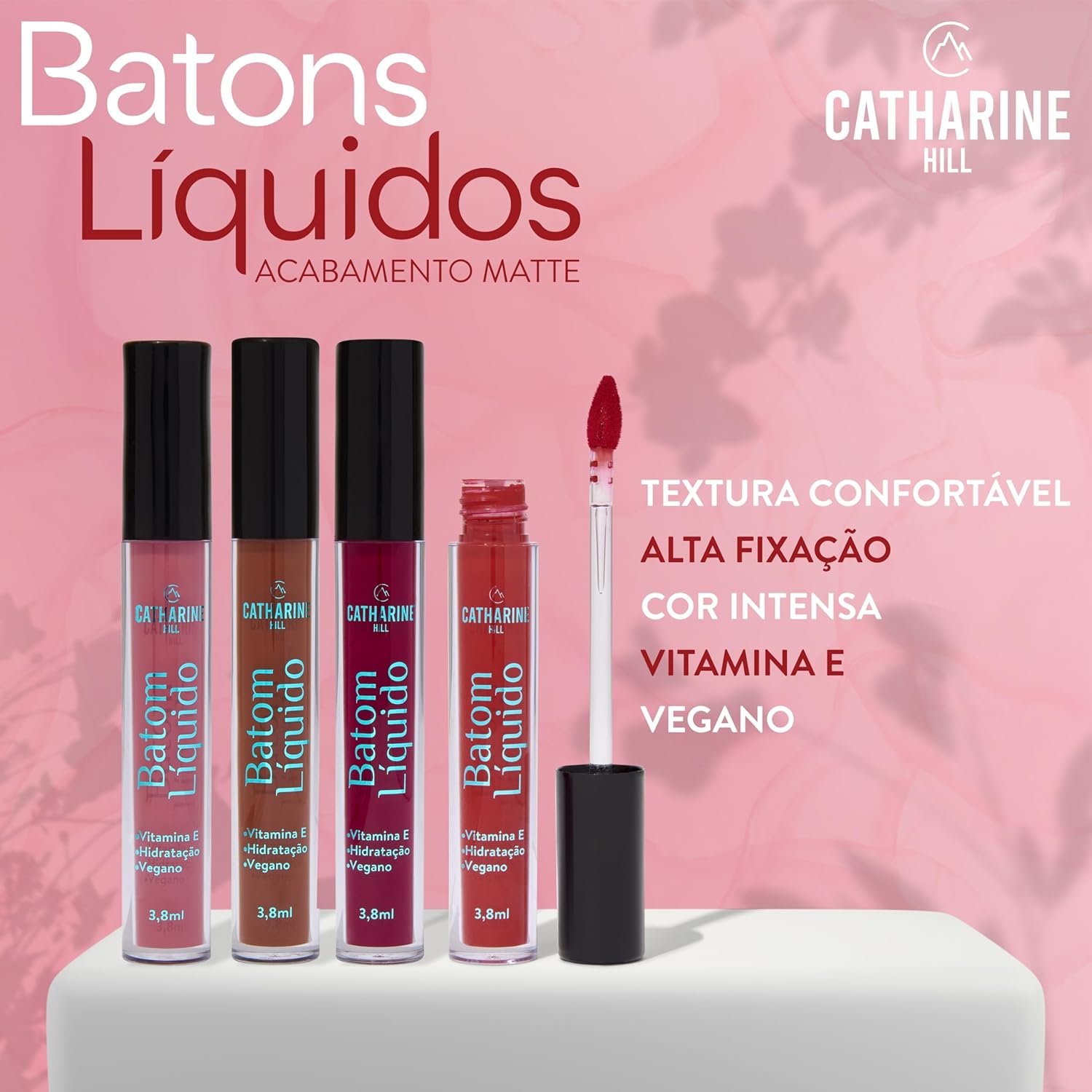 Catharine Hill Batom Líquido Matte 1014/23 Hemera 4,5g Alta Fixação Durabilidade Acabamento Matte Silicone Vitamina E Pigmentação - Imagem 8