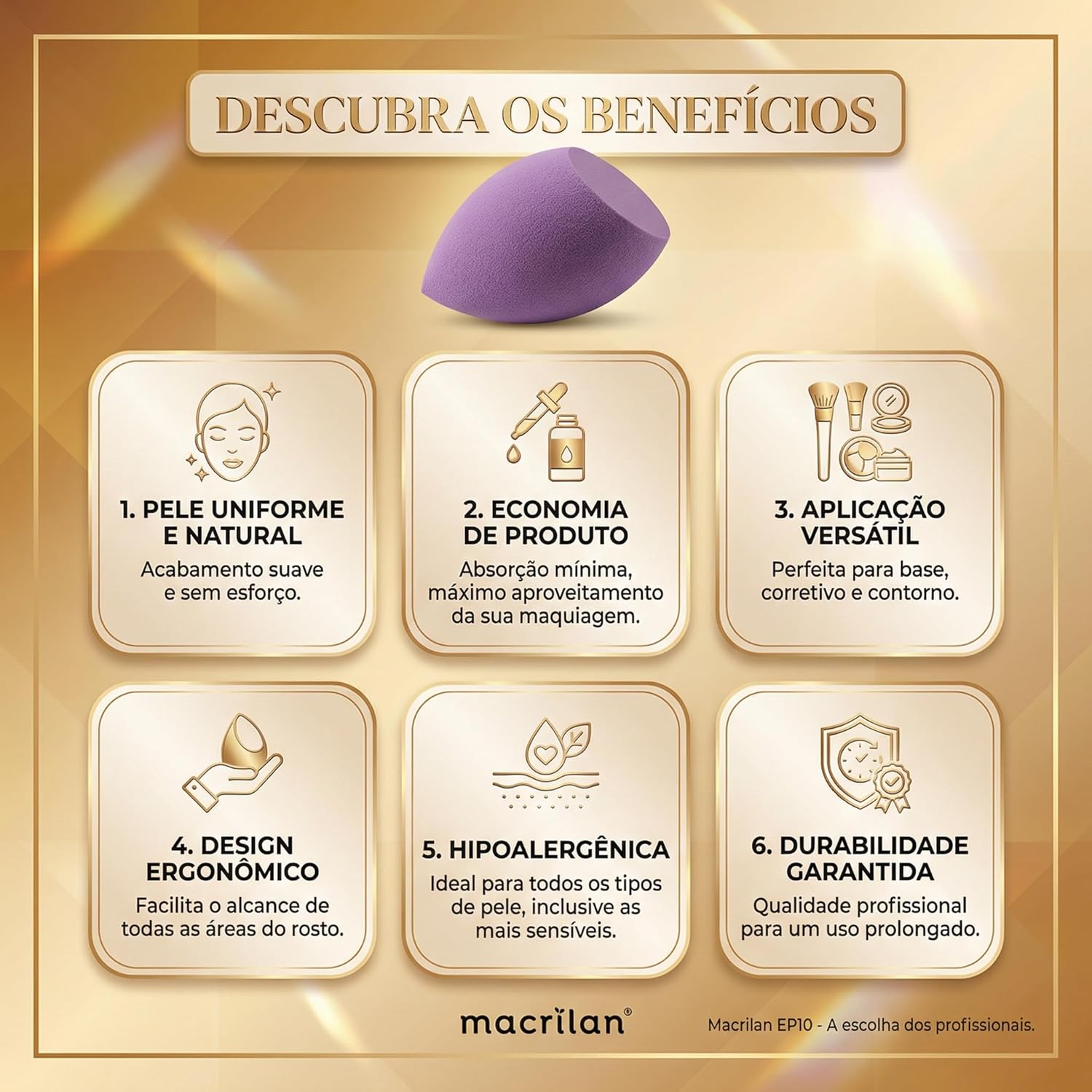 Esponja de Maquiagem Macrilan EP10 Gota Chanfrada - Acabamento Impecável para Base - Super Macia, Sem Látex - Rosa - Imagem 2