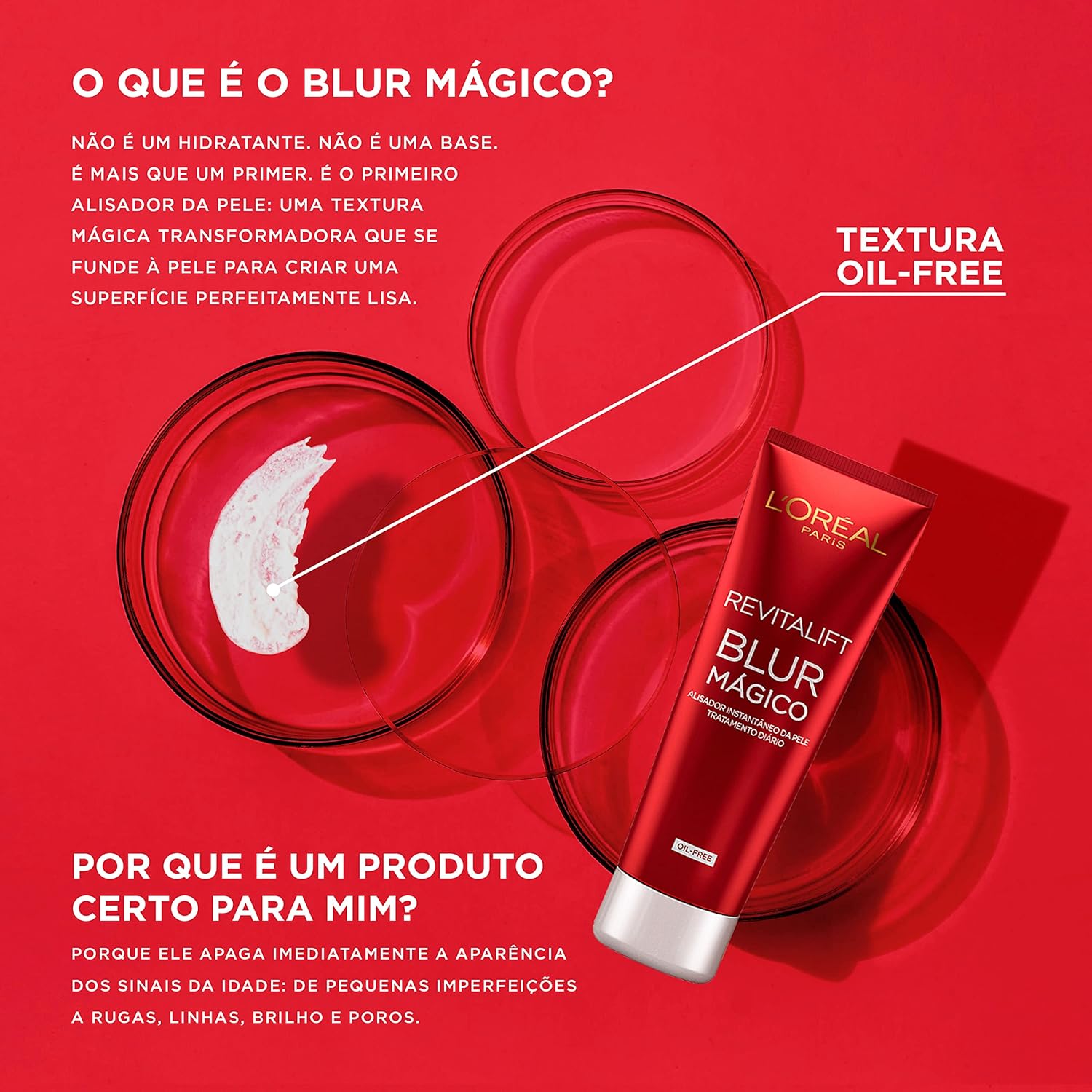 L'Oréal Paris Revitalift Blur Mágico, Primer Facial com Tecnologia Opti-Blur, Efeito Blur Matte, Disfarça Rugas e Poros Instantaneamente, 27g - Imagem 4