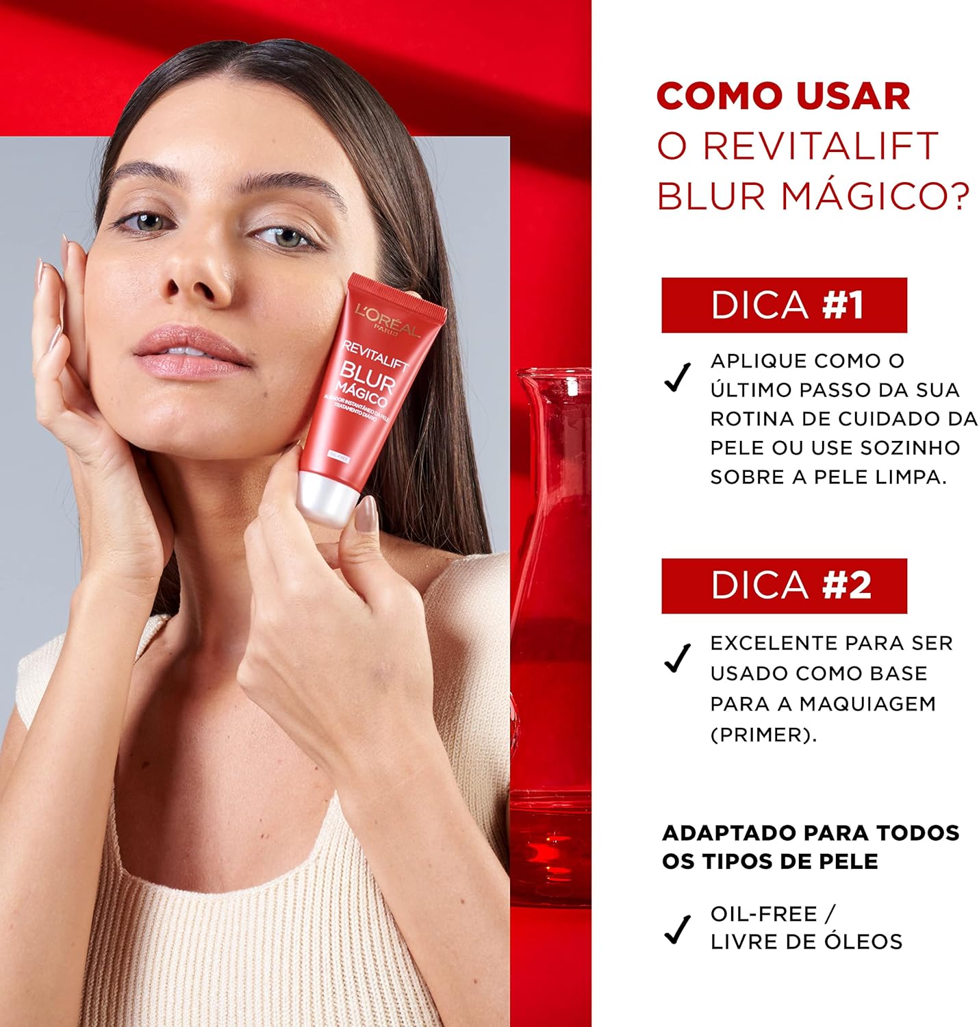 L'Oréal Paris Revitalift Blur Mágico, Primer Facial com Tecnologia Opti-Blur, Efeito Blur Matte, Disfarça Rugas e Poros Instantaneamente, 27g - Imagem 6