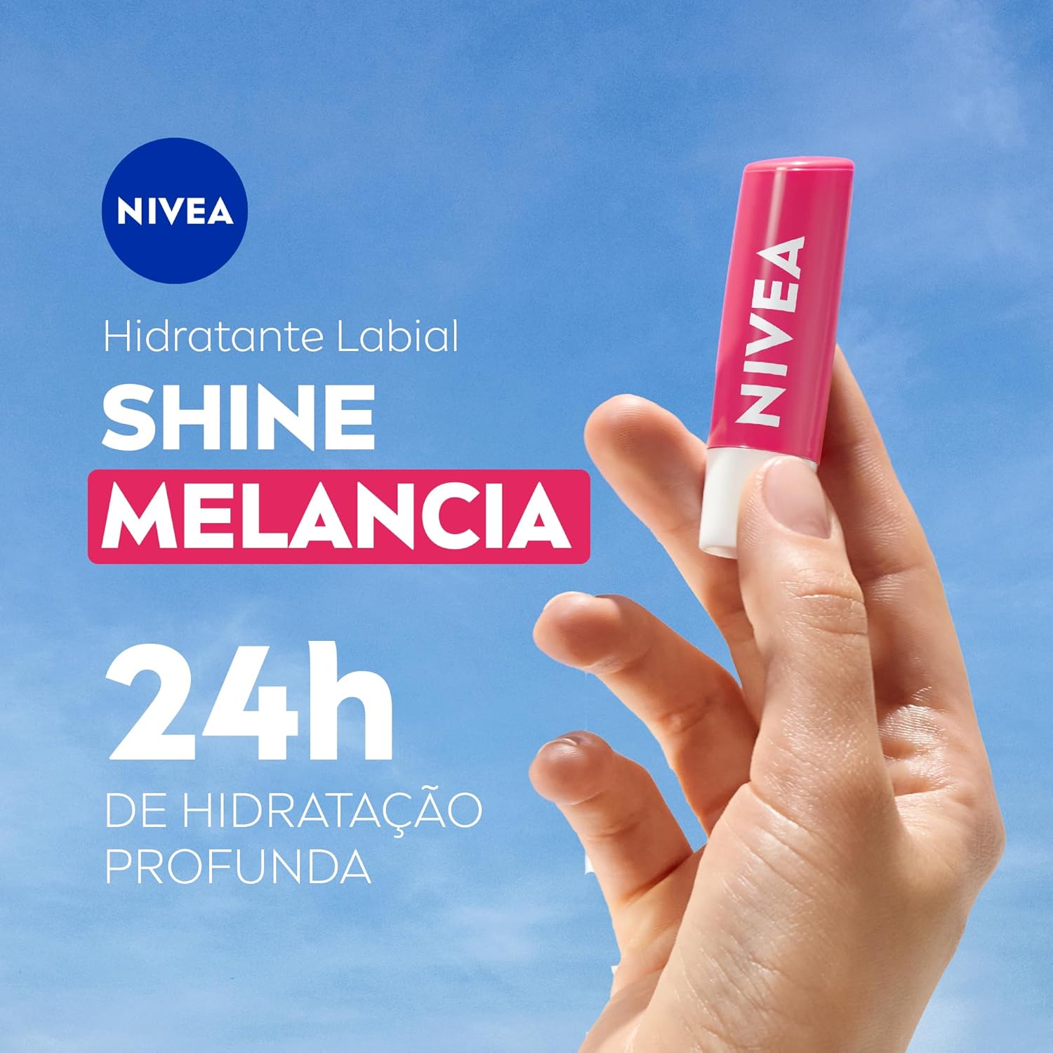 NIVEA Hidratante Labial Melancia Shine 4,8g, Hidratação Intensa 24h, Cor Suave, Brilho Delicado, Cuidado Diário, Manteiga de Karité - Imagem 2