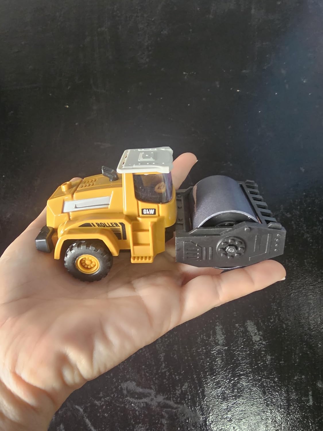 Kit Máquinas Construção Miniatura Escavadeira Retroescavadeira Rolo Compressor Brinquedo Veículo Construção Infantil 1:70 Plástico Metal (Só Rolo Compressor) - Imagem 2