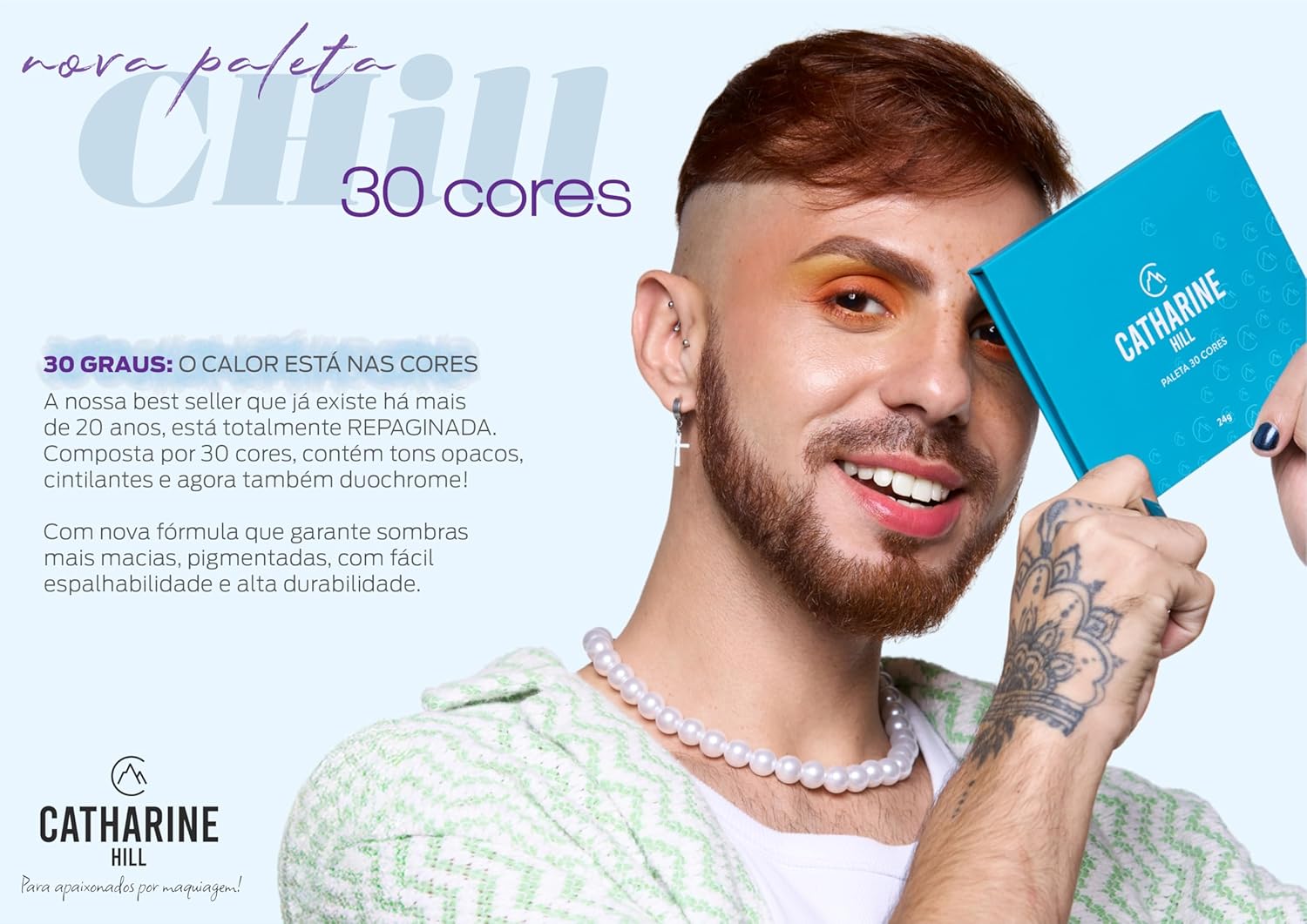 Catharine Hill Paleta de Sombras 30 Cores 1017/C1 18 Opacas 7 Cintilantes 5 Duochromes Alta Fixação Pigmentação Intensa - Imagem 13