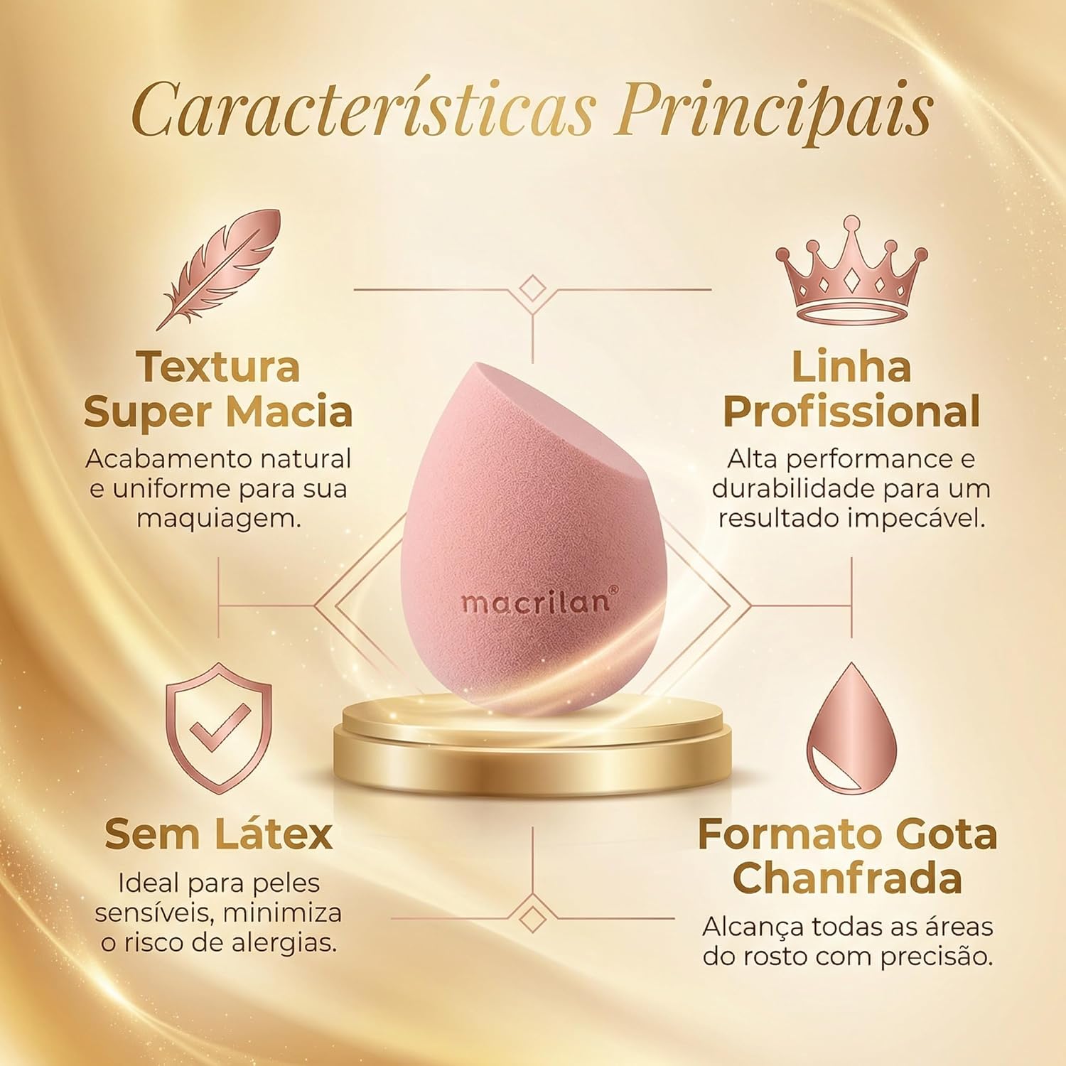 EP10 Esponja gota chanfrada para maquiagem Macrilan - Imagem 2