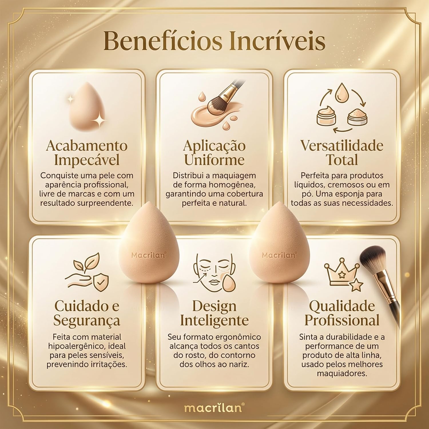 EP10 Esponja gota chanfrada para maquiagem Macrilan - Imagem 3