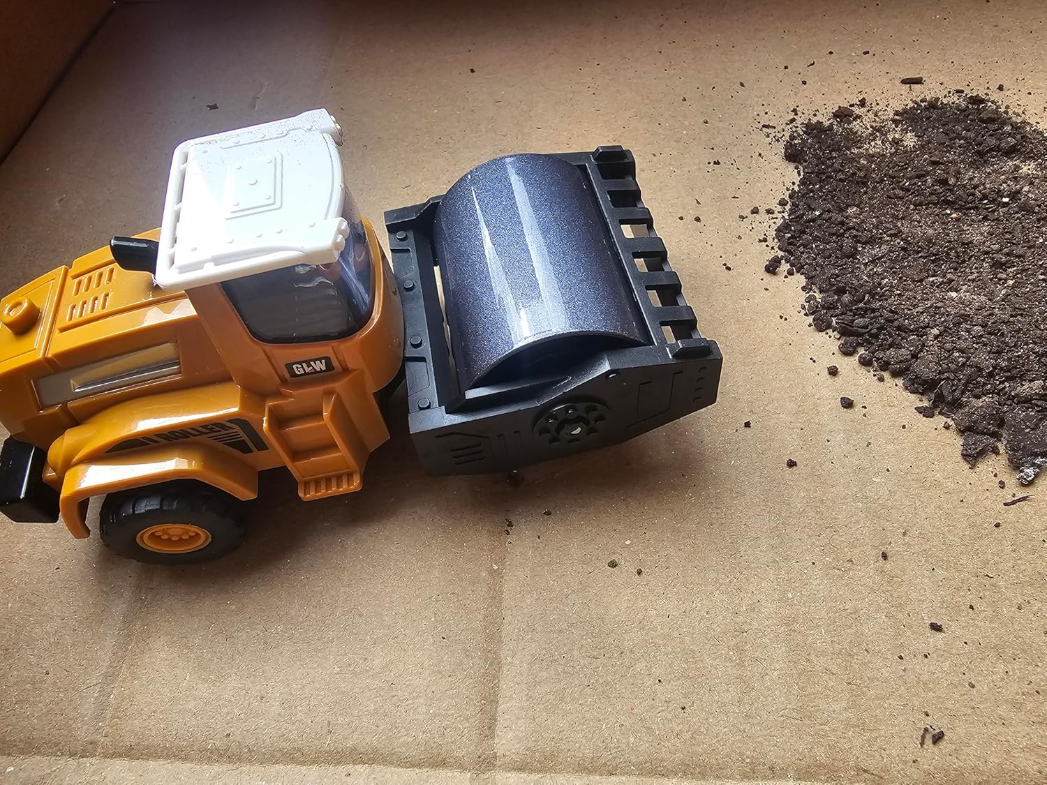 Kit Máquinas Construção Miniatura Escavadeira Retroescavadeira Rolo Compressor Brinquedo Veículo Construção Infantil 1:70 Plástico Metal (Só Rolo Compressor)