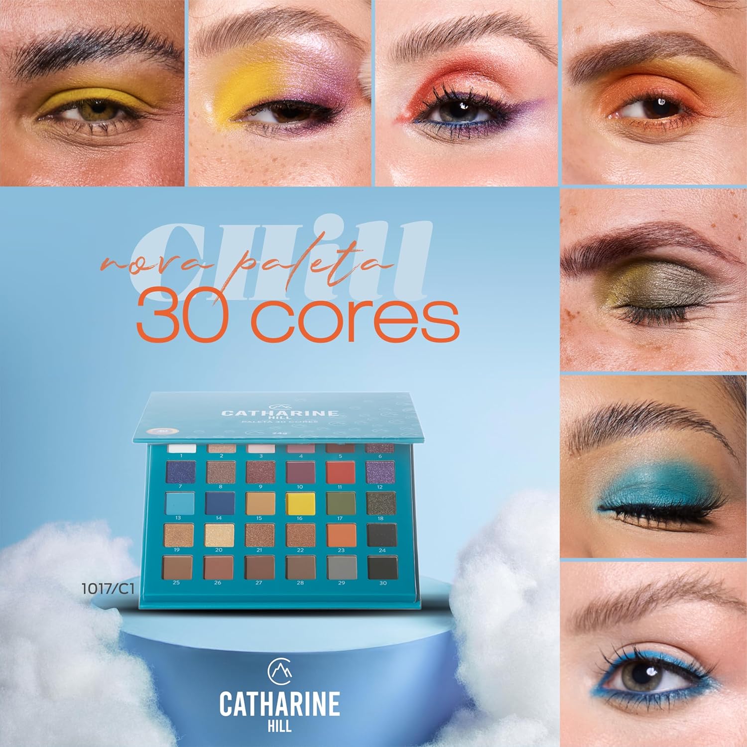 Catharine Hill Paleta de Sombras 30 Cores 1017/C1 18 Opacas 7 Cintilantes 5 Duochromes Alta Fixação Pigmentação Intensa - Imagem 3