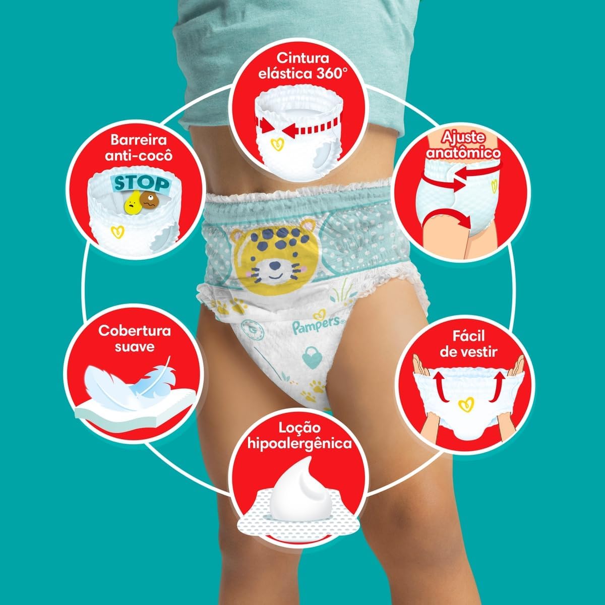 Fralda Pampers Pants Ajuste Total Tamanho XXG, Fácil de Vestir, 120 Unidades - Imagem 2