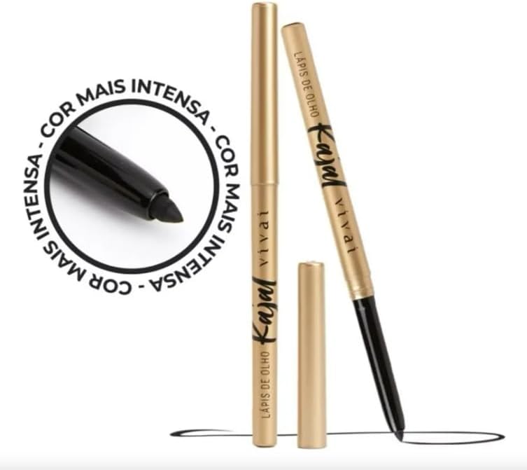 Lápis Delineador de Olhos Retrátil Kajal Super Preto - Alta Fixação, Traço Preciso e Textura Macia - Imagem 4