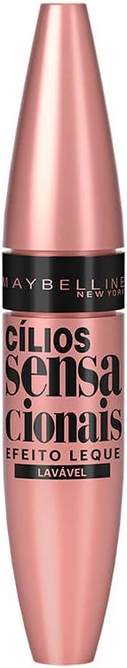 Maybelline NY Lash Sensational Sky High Máscara de Cílios Lavável, Escova Flexível, Alongamento Sem Limites com Extrato de Bambu e Fibras, Impacto de Todos os Ângulos, Preto 7,2ml