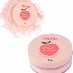 Pó Solto Finalizador Dapop - Maquiagem Ultrafina Pêssego - Controle de Oleosidade e Poros - Sem Flashback - Translúcido | Acabamento Matte Ultra Fino, Controla Oleosidade, Não Estoura no Flash