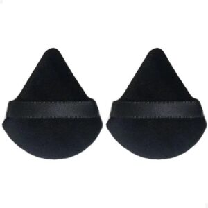 Kit 2 Esponjas Veludo Maquiagem Esponjinhas Para Pó Base (Preto)