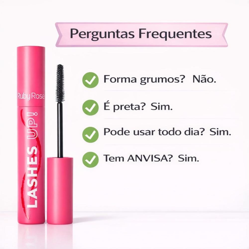 Máscara de Cílios Rímel Lashes Up Long Master Define e Alonga Ruby Rose 8g - Imagem 7