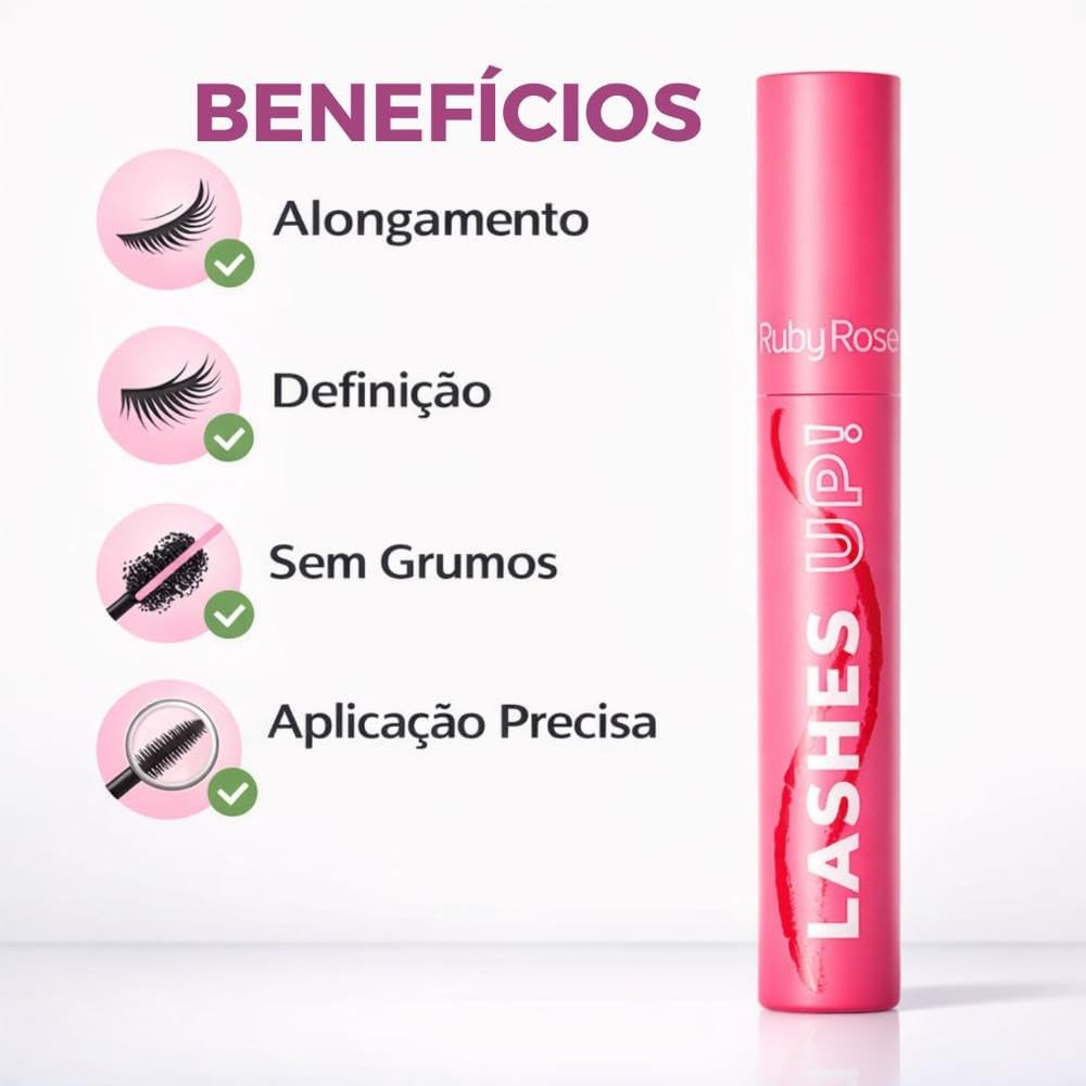 Máscara de Cílios Rímel Lashes Up Long Master Define e Alonga Ruby Rose 8g - Imagem 2