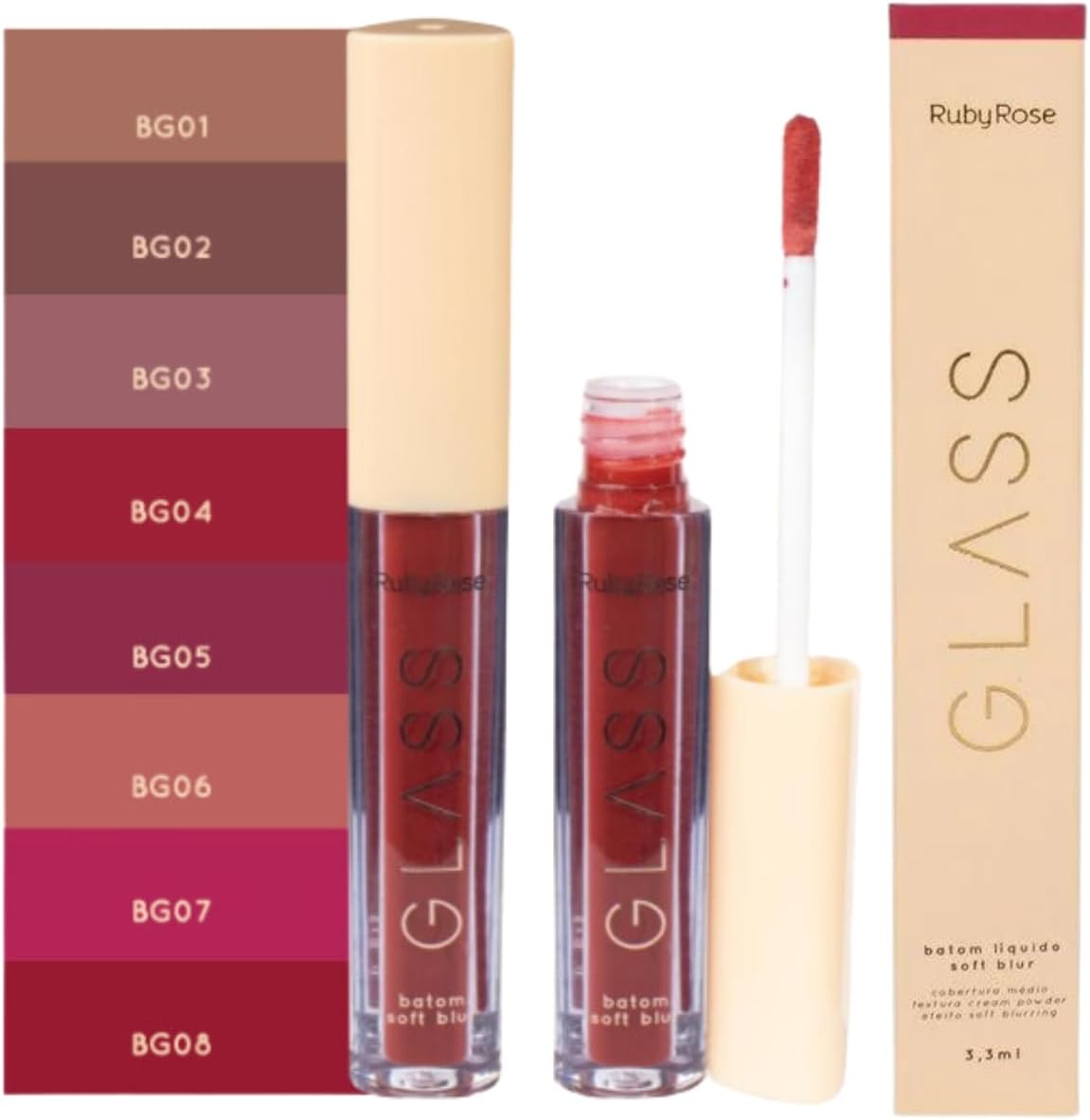 Batom Líquido Soft Blur BG03 Glass HB5793 Ruby Rose