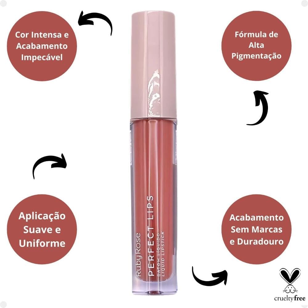 Hbl6200 4 Batom Líquido Perfect Lips Self Love Ruby Rose - Imagem 3