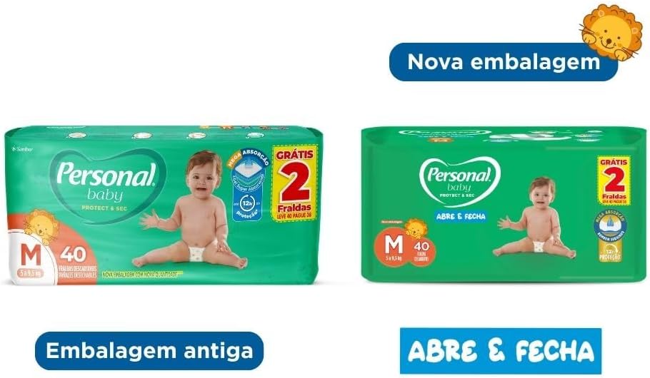 Fralda Infantil Personal Baby Protect e Sec M Mega 9x40pads Leve 40 pague 38 Unidades - Imagem 2