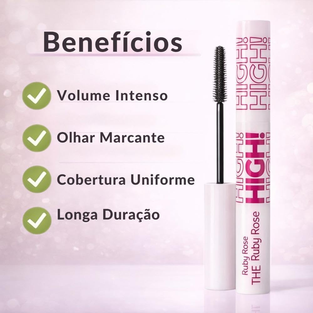 Mascara para Cilios Ruby Rose The Lash High High Volume e Alongamento Intenso - Dramatic Volume & Length - Imagem 2