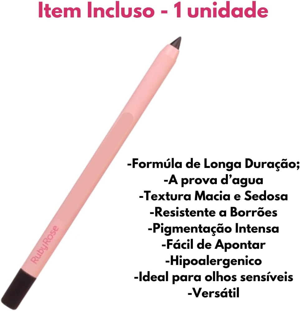 Ruby Rose Lápis de Olhos Preto Apontável Fácil Aplicação e Longa Duração - Imagem 2