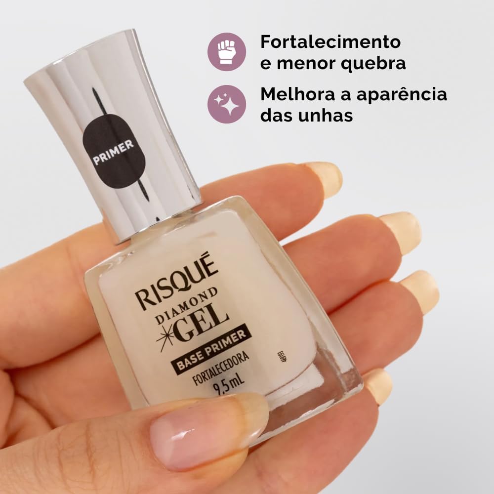 Base Primer Fortalecedora Risqué Diamond Gel 9,5ml - Imagem 3