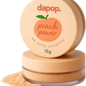 Pó Solto Ultrafino Peach Power, Pó Facial, Acabamento Natural e Mate, 15g, Pêssego - Maquiagem