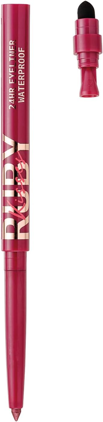 Kiss - Lápis Retrátil em Gel à Prova d'Água RE06B Glittery Burgundy - Imagem 2
