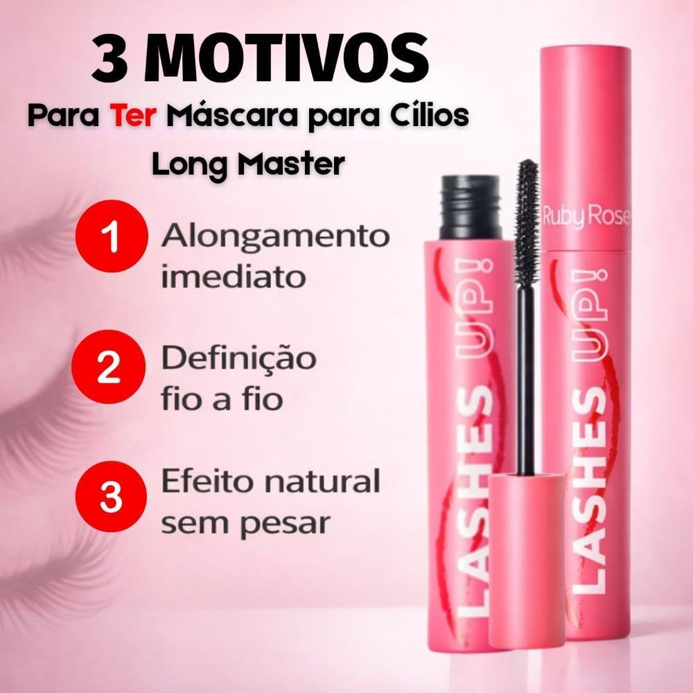 Máscara de Cílios Rímel Lashes Up Long Master Define e Alonga Ruby Rose 8g - Imagem 5