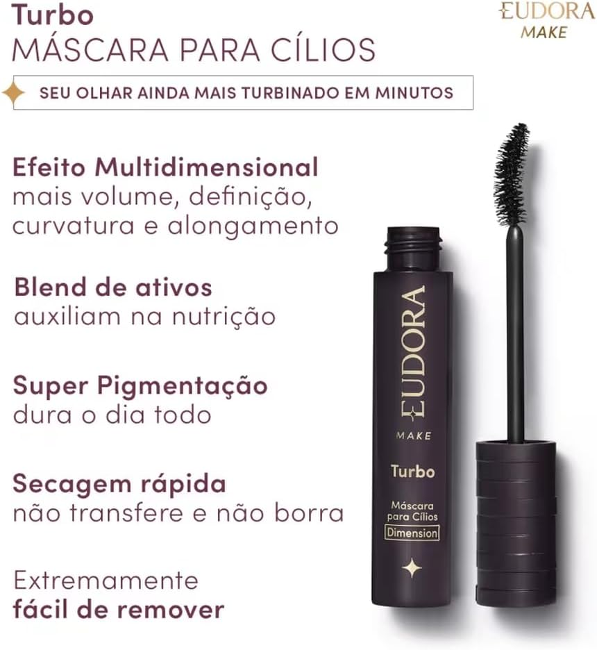 Máscara De Cílios Turbo Dimension Eudora Make 10G - Imagem 2