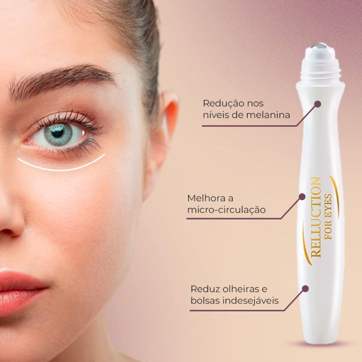 Kit 2 Creme Para Olheiras Relluction For Eyes em Formato de Caneta 15 g Com Efeito Clareador Previne Olheiras e Inchaços Na Região Dos Olhos Aplicação Dia/noite Todo Tipo De Pele Com Arnica - Imagem 3