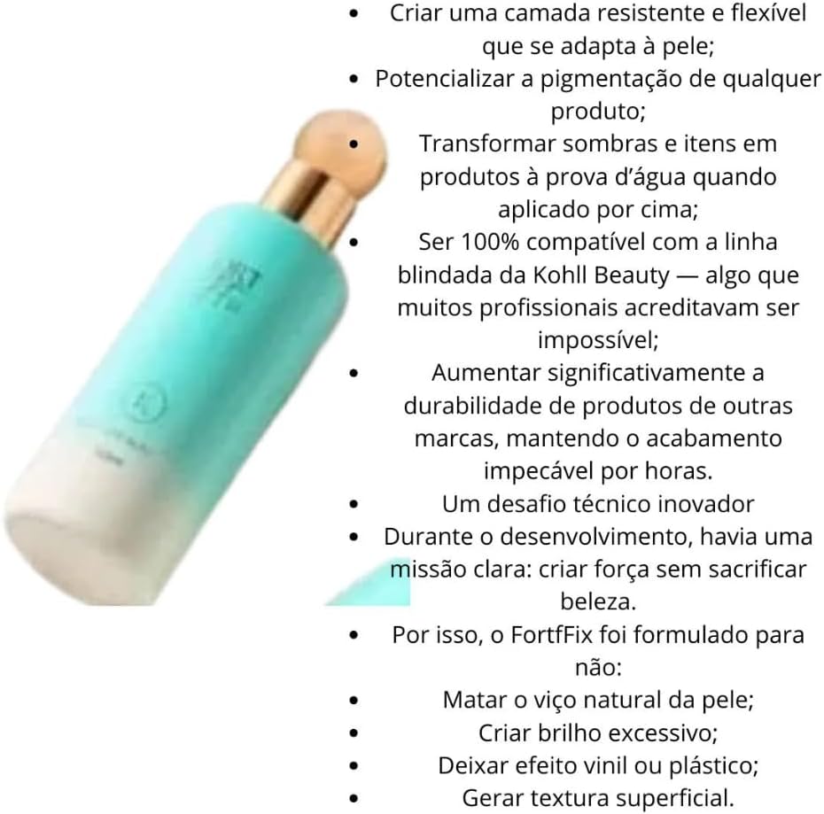 Selamento Blindado FortfFix 120ml – Fixador de Maquiagem Profissional, Alta Resistência, Efeito à Prova D’Água e Intensificador de Pigmento - Imagem 2