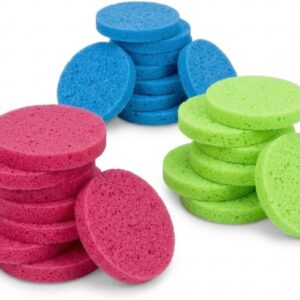 Kit com 20 Esponjas Faciais Redondas de Poliuretano, Cores Sortidas, Limpeza Profunda, Remoção de Maquiagem e Impurezas