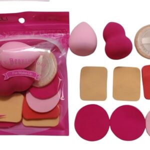 Kit Esponjas para Maquiagem com 9 Peças e Vários Formatos, Latex Sintético, Ideal para Base, Corretivo e Pó, Macias e Laváveis para Todos os Tipos de Peles Premium
