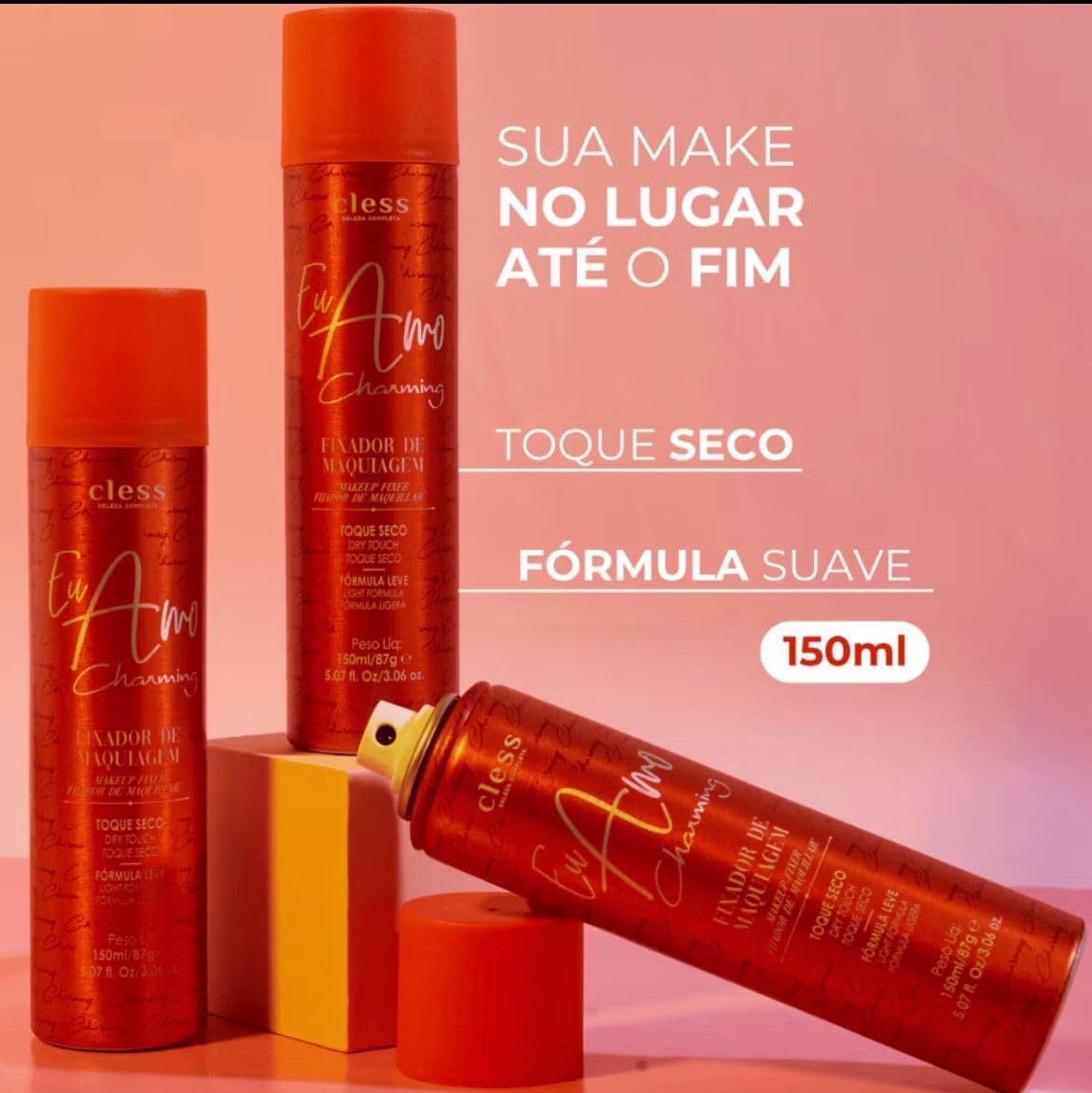 Fixador de Maquiagem Cless Eu Amo Charming Make Up Fixer Toque Seco de Longa Duração, 150ml - Imagem 2