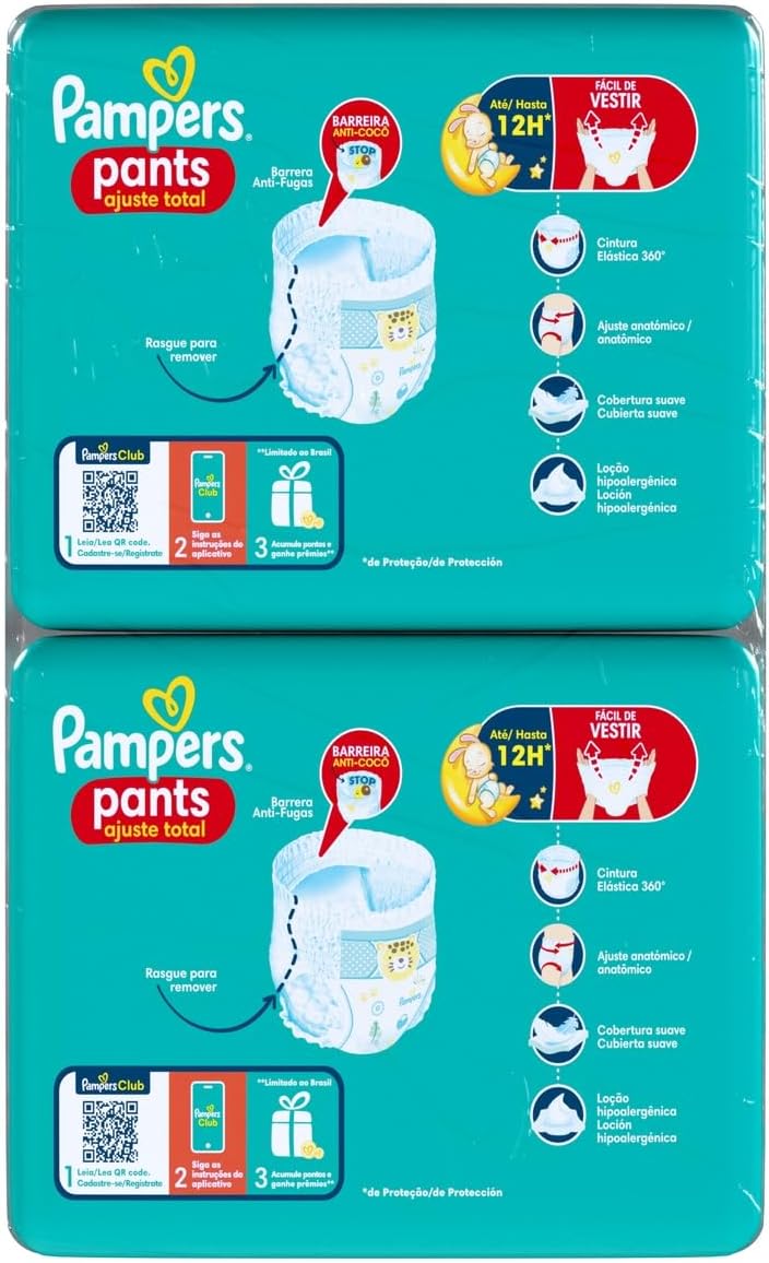 Fralda Descartável Pampers Pants Ajuste Total - Tamanho G, 144 Unidades - Fácil de vestir, Barreira Anti-Cocô Proteção de até Zero Vazamentos, Cobertura Suave com Loção Hipoalergênica para seu Bebê - Imagem 10