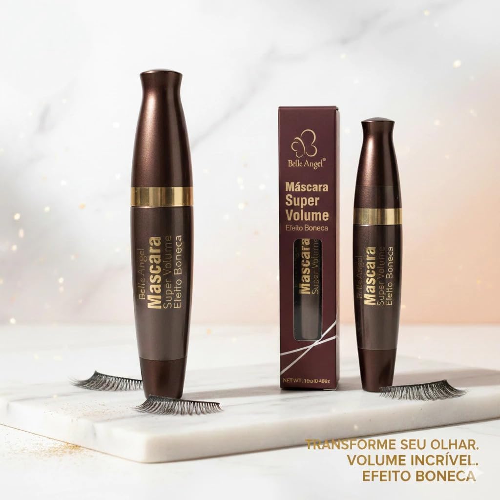 Máscara de Cílios Belle Angel Marrom Super Volume Efeito Boneca Alongadora | MARROM B039-1 - Imagem 4