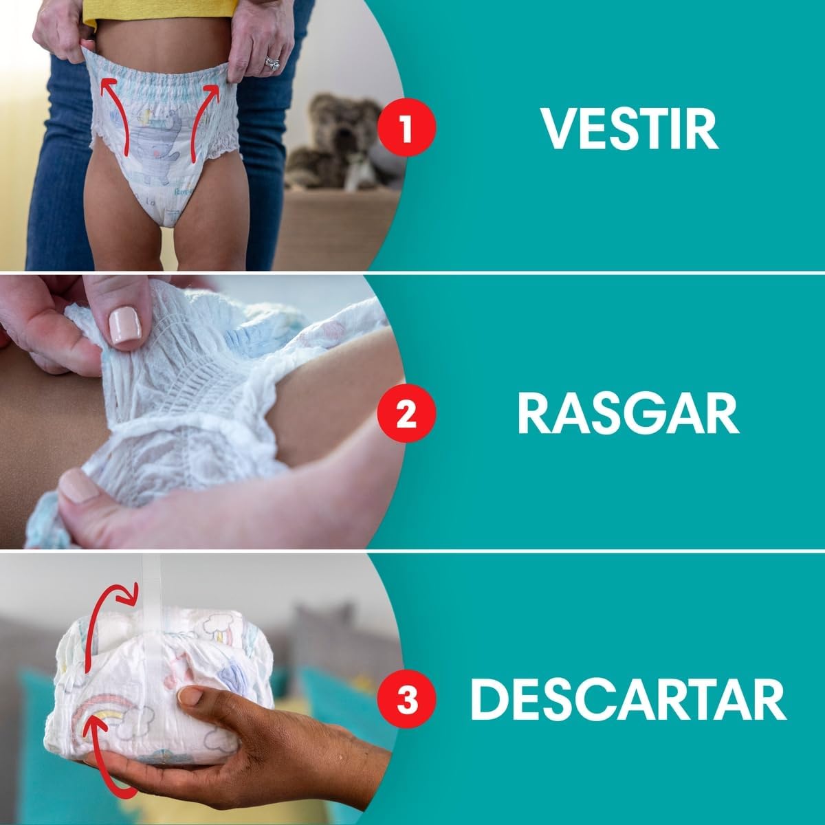 Fralda Descartável Pampers Pants Ajuste Total - Tamanho G, 144 Unidades - Fácil de vestir, Barreira Anti-Cocô Proteção de até Zero Vazamentos, Cobertura Suave com Loção Hipoalergênica para seu Bebê - Imagem 6