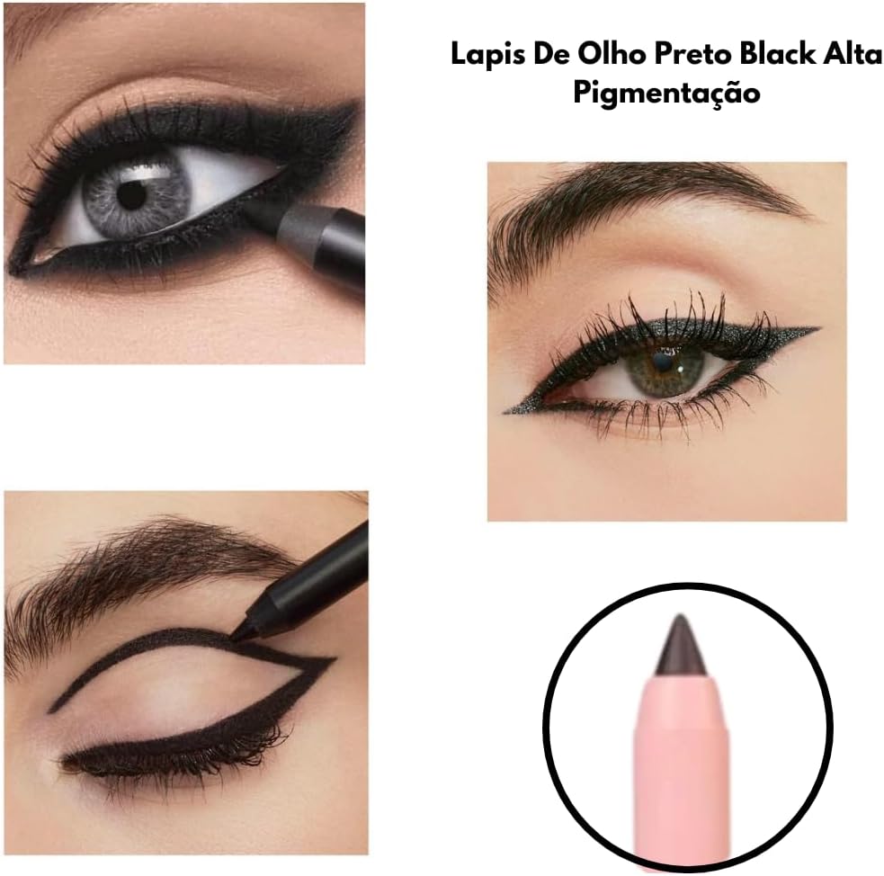 Ruby Rose Lápis de Olhos Preto Apontável Fácil Aplicação e Longa Duração - Imagem 5