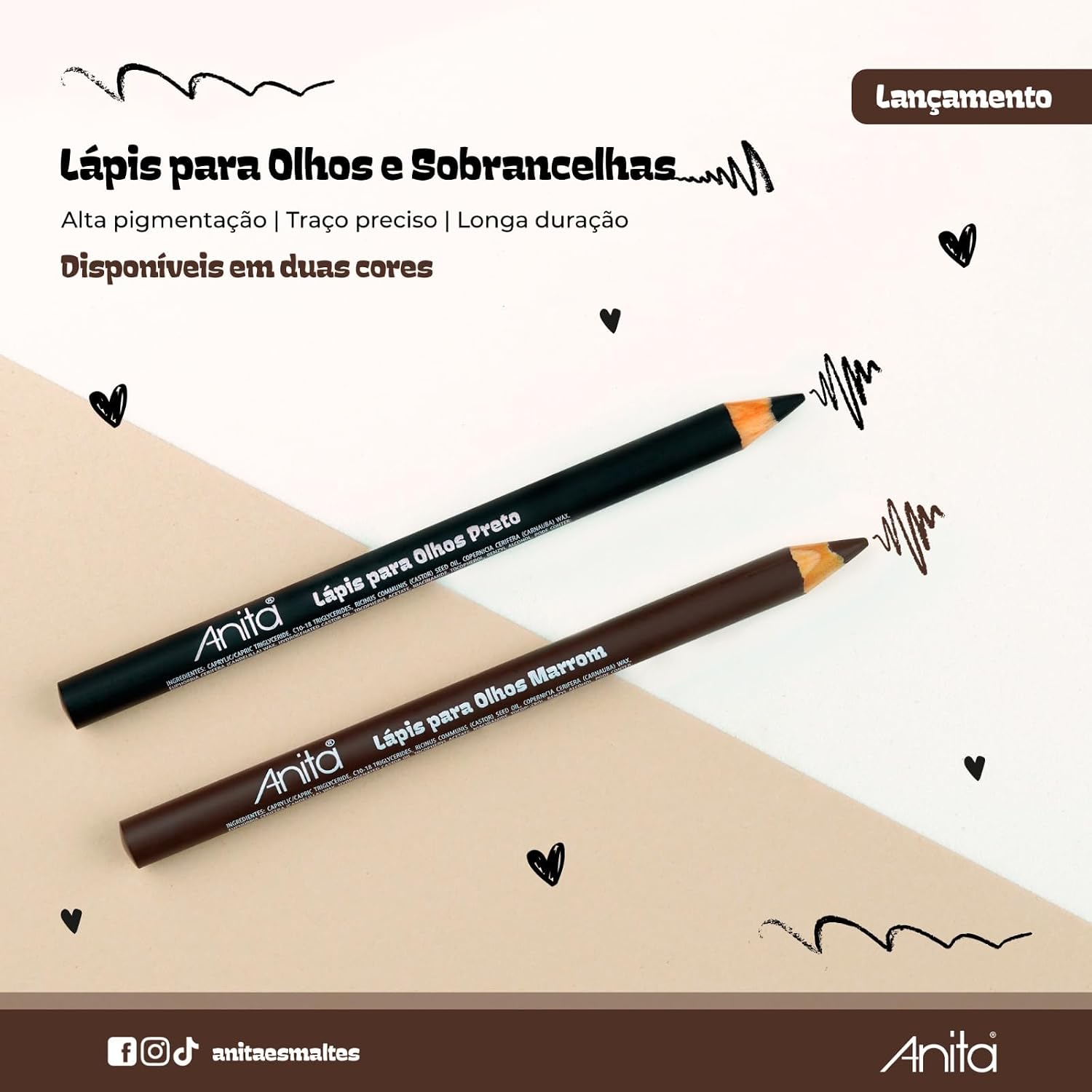 Lápis de Olho Marrom Anita - Cor Intensa e Longa Duração - Maquiagem Delineadora que Desliza Fácil na Linha D'água - Imagem 3