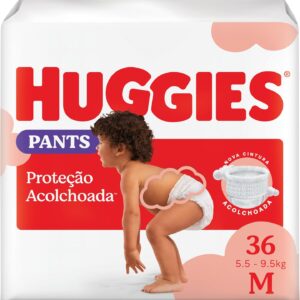 Fralda Pants Huggies Supreme Care, Tamanho M, 36 unidades, Estilo Roupinha, para 5,5 a 9,5 kg