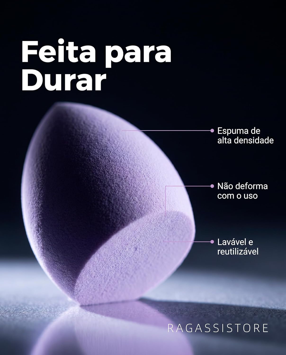 Kit 12 Esponja De Maquiagem Facial Chanfrada Gota Espuma Para Base Corretivo Pó Contorno - Imagem 5