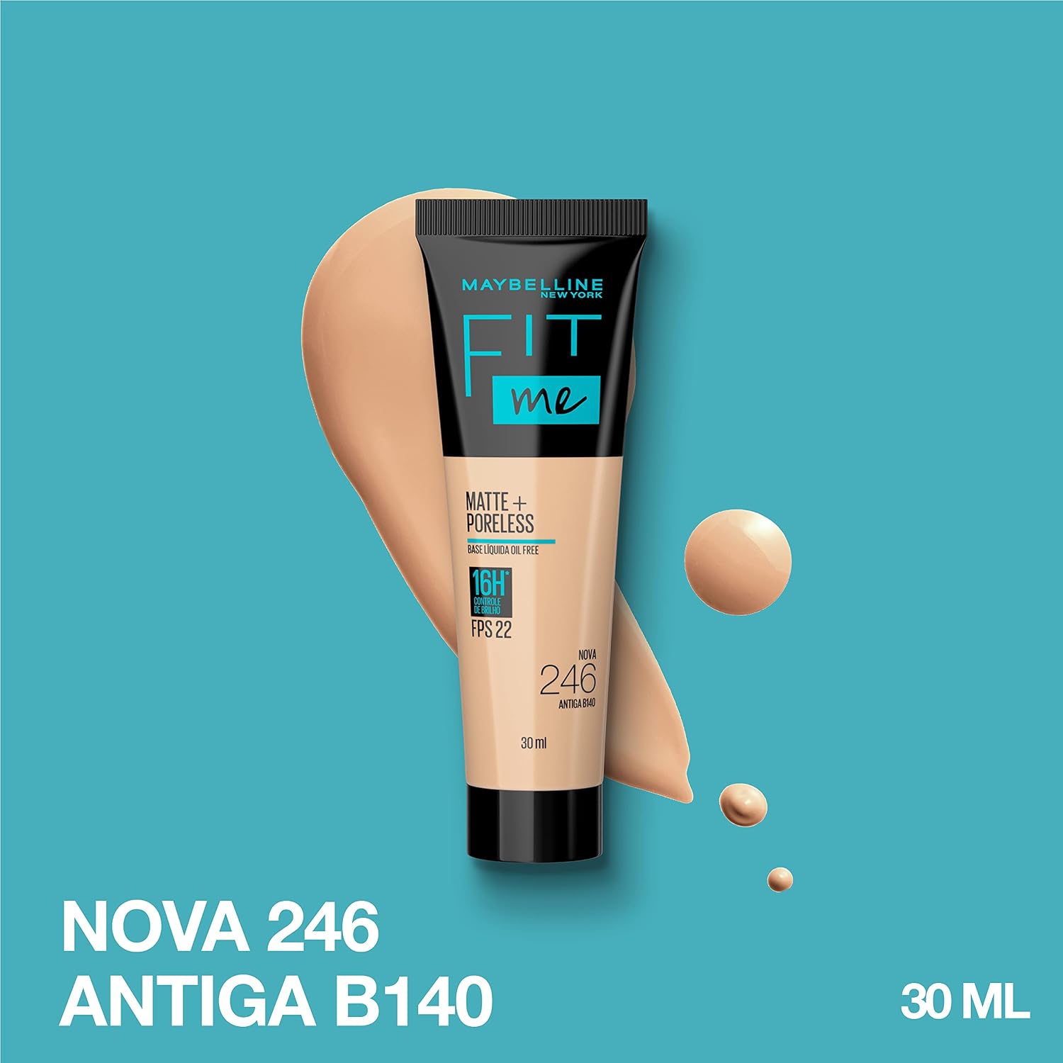 Maybelline NY Base Líquida com Controle de Oleosidade Fit Me Matte FPS 22 Cor 246 (Antiga B140), 30ml - Imagem 2