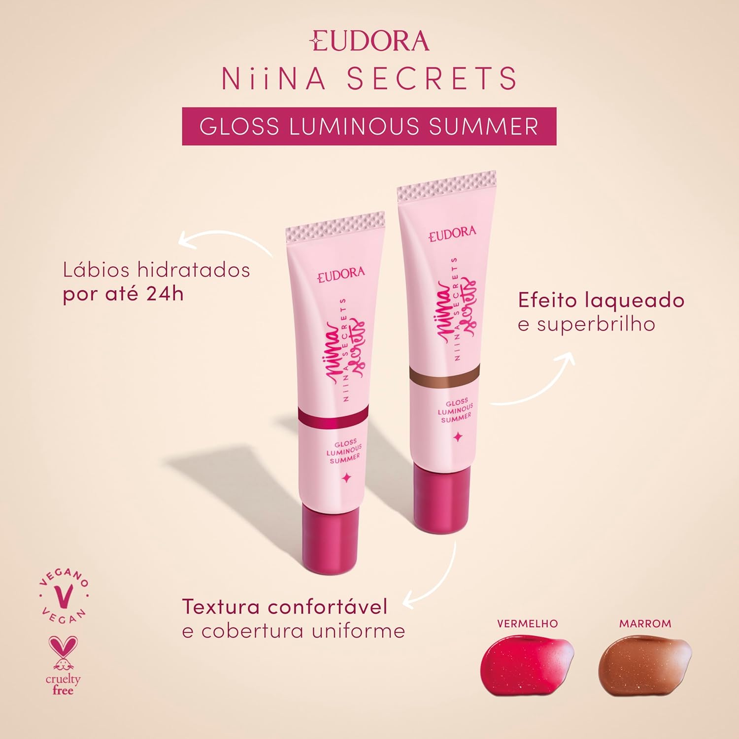NIINA SECRETS GLOSS LUMINOUS SUMMER VERMELHO 12g - Imagem 6